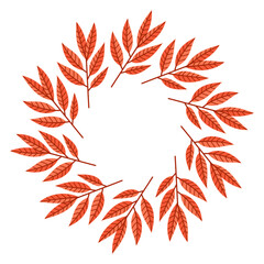 Elegant autumn wreath with falling leaves