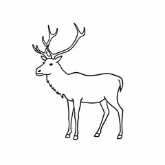 Obraz premium Outline of a reindeer standing with antlers on a plain background 