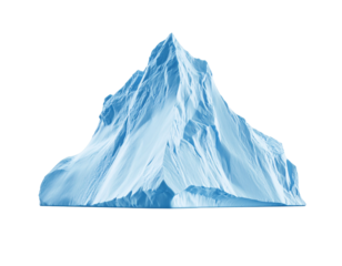 A small, sharp piece of iceberg ice, representing extreme cold and remote landscapes, isolated on white.