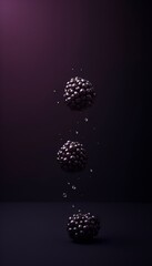 Fototapeta premium Falling Blackberries with Water Droplets