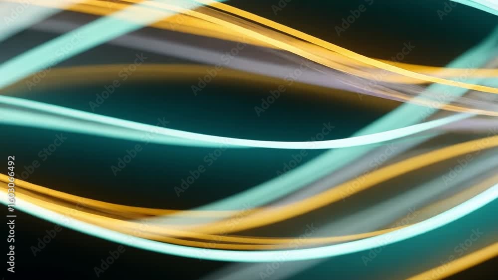 Poster flowing light abstraction: an artistic depiction of flowing light, with abstract lines of vibrant co