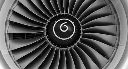 Monochrome Jet Engine Turbine: Power and Precision