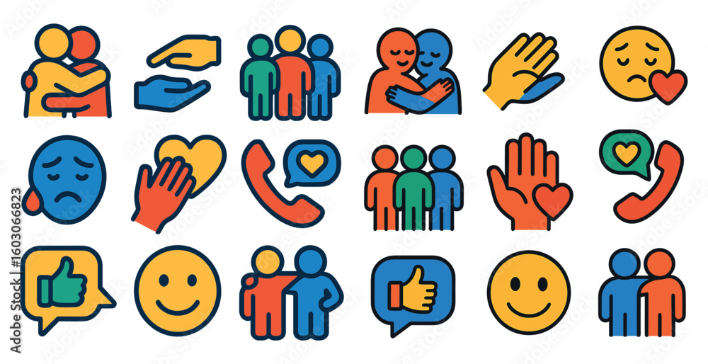 Aufkleber collection of emoticons and icons that represent different emotions and actions. the icons include a