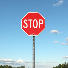 stop sign on blue sky background