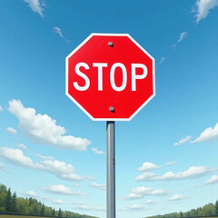 stop sign on blue sky background