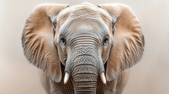 Macro shot of an elephant's trunk tip, showing fine wrinkles and sensitive receptors, searching for water