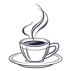 Dark coffee cup with steam saucer hot beverage