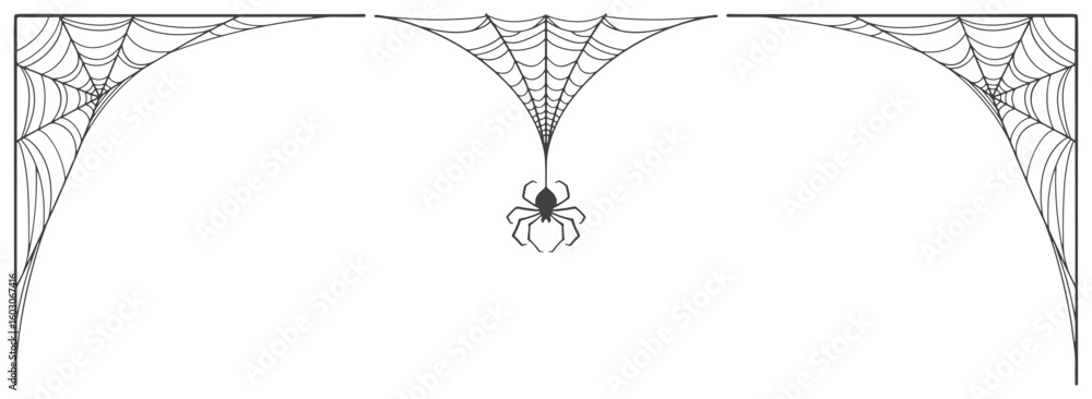 Wall mural spider web frame, illustration of an cob web background, spider web line art vector