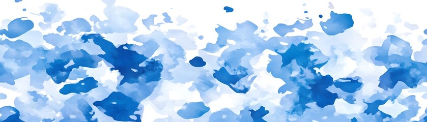 Abstract watercolor design with shades of blue and white.