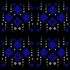abstract vector of blue geometric on black background. Seamless pattern for cloth, wallpaper, card.