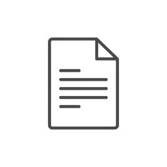 A simple line art icon of a document with text lines and a folded corner, isolated on a white background.