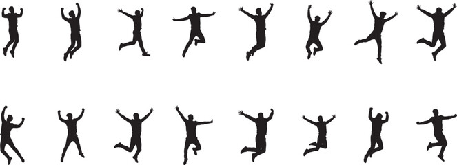 Jumping silhouettes vector illustration for design elements and creative projects success and happiness