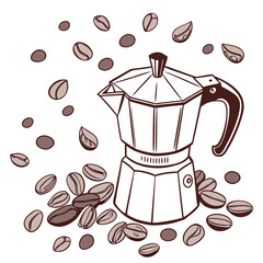 Moka Pot With Coffee Beans coffee maker brewing