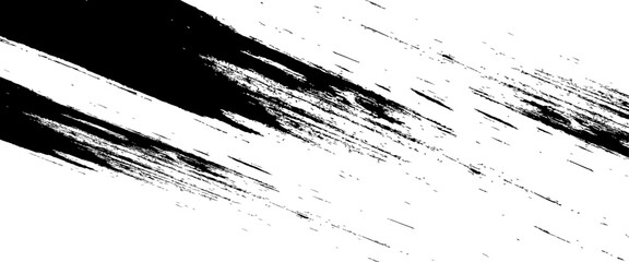 Abstract black paint splatter on white background.  Brush strokes, stain grunge isolated on white background