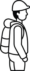 hiker with backpack line art