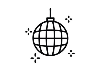 Disco ball line art line art Vector Illustration