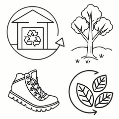 Eco friendly resort icons nature and recreation vector