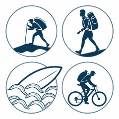 Outdoor activity icons hiking cycling