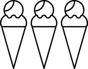 ice cream cone trio line art