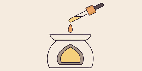 Dropper adding yellow liquid to ceramic diffuser vector