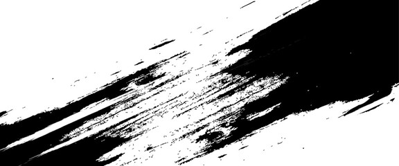 Vector black brush stroke on white background.