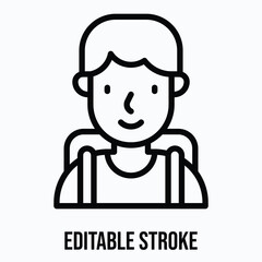 Student Boy Vector Icon, Isolated Vector Lineal Style Icon, Editable Stroke. 