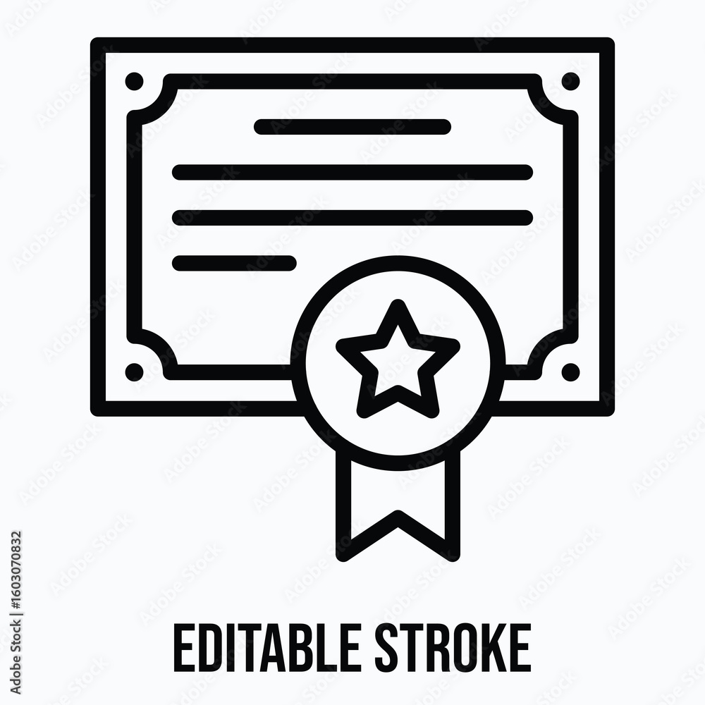 Poster certificate vector icon, isolated vector lineal style icon, editable stroke.