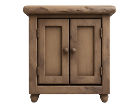 Wooden Cabinet with Two Doors and Round Knobs