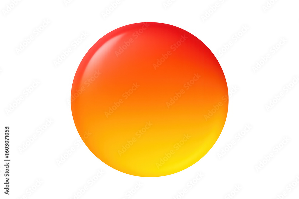 Aufkleber glossy red-to-yellow gradient sphere, transparent backdrop highlighting smooth colorful surface for 