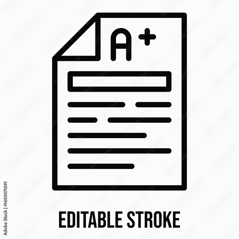Poster exam result vector icon, isolated vector lineal style icon, editable stroke.