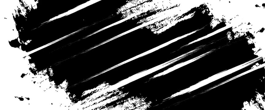 Vector brush strokes grunge isolated on white background black paint splatter on a transparent white background.