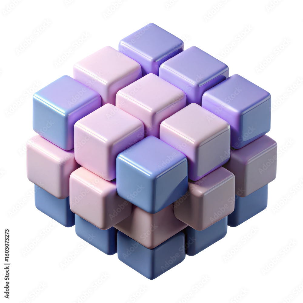Poster pastel cube design render abstract art blocks geometric shape modern wallpaper background illustrati