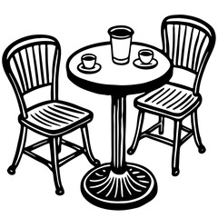 Cafe Table and Chairs Sketch