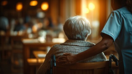 Fototapeta premium Caring Moment Between Elder and Helper