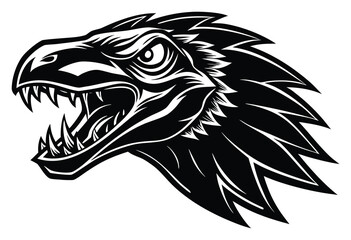 Fototapeta premium Dramatic Black and White Dinosaur Head Vector Illustration