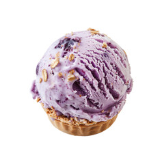 Single Scoop of Delicious Blueberry Oatmeal Ice Cream in Waffle Cone