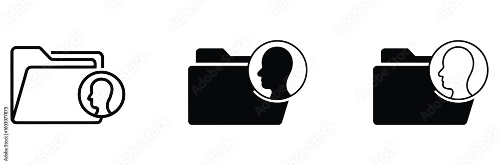 Aufkleber secure personal data management icons representing user profiles within folders, signifying digital 
