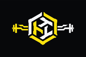 Obraz premium Dynamic TTT gym and fitness Logo Design in hexagon shape