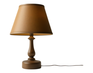 Elegant Table Lamp with Brown Lampshade and Wooden Base
