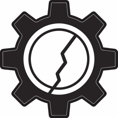 Obraz premium Broken gear illustration concept for system failure and technological disruption