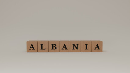 Albania Wooden Block Letters, Isolated on a white background. 