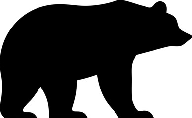 Wild bear vector silhouette, flat icon style for outdoor logos, wildlife emblems, and branding.

