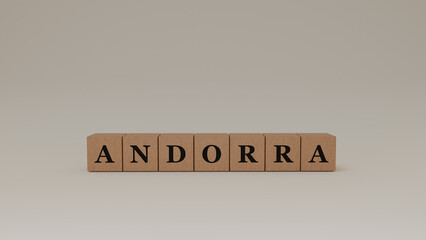 Andorra Wooden Block Letters, Isolated on a white background. 