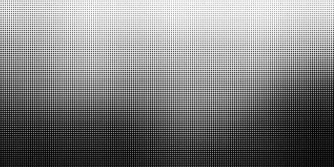 black and white background with halftone dots.