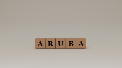Aruba Wooden Block Letters, Isolated on a white background. 