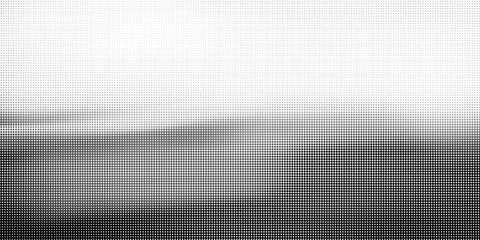 black and white background with halftone dots.