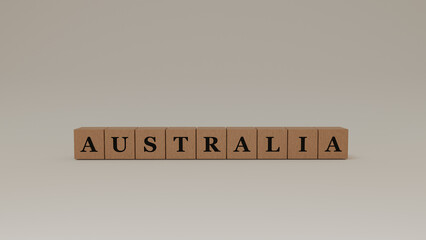Australia Wooden Block Letters, Isolated on a white background. 