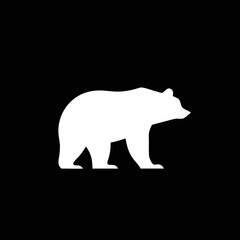 Black background bear logo vector, strong icon for masculine, wildlife, or mountain brands.

