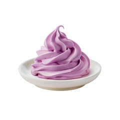 Delicious Lavender-Colored Whipped Cream on a Small White Dish