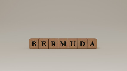 Bermuda Wooden Block Letters, Isolated on a white background.